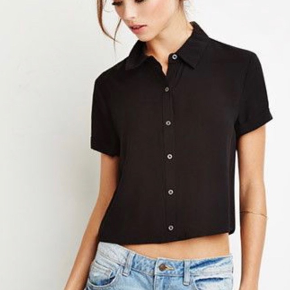 *White* Crop Button Up